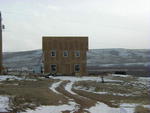 The lodge front with new windows.